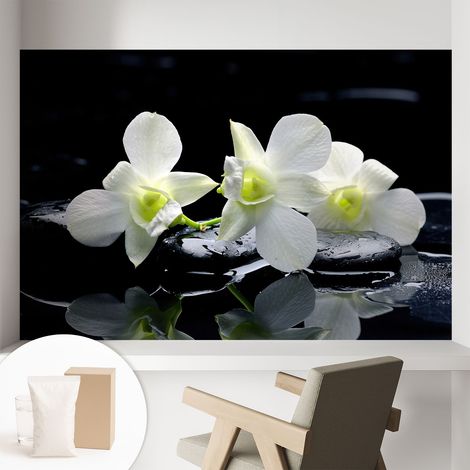 Papier peint intissé avec imprimé installation simple qualité excellente sans désordre - Colle incluse gratuite Fleurs et pierres 104x70 cm (1/5)