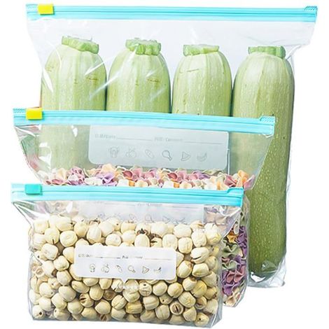 BelleRise - 45 Pièces Sac Congelation Zip Reutilisable,3 Tailles Sachet Congelation,Matériau PE Sac de Conservation Alimentaire Ziplock Bag (1/5)