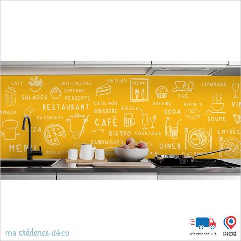 Crédence : Dessin food foncé - Couleur Jaune Colza - Alu composite - 120 - 60 (1/3)