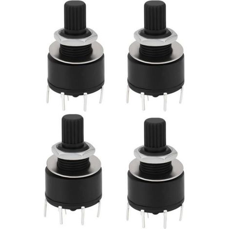 Lot de 4 Interrupteur rotatif, 2 pôles 3 positions, Plastique noir, Diamètre 16mm, IP66, Pour équipement électrique (1/5)