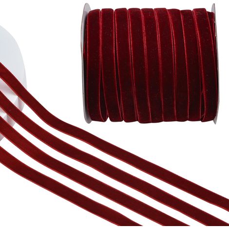 Ruban velours rouge foncé 45 m x 1 cm, emballage cadeau bouquet mariage décoration Noël