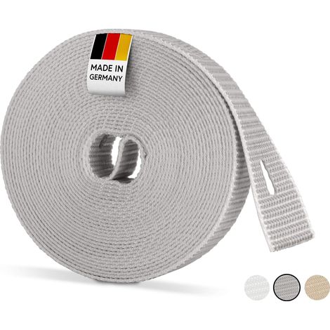 BAUHELD® Cinghia per tapparelle, 6 m, 14 mm, 20 mm, 23 mm, prodotta in Germania, adatta per tapparelle su porte e finestre, elevata resistenza agli strappi e stabilità ai raggi UV], bianco, beige (1/5)