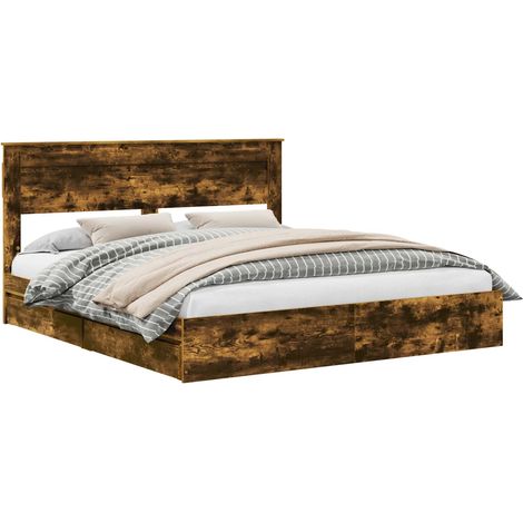 Maison Exclusive - Aufbewahrungsbett Geräucherte Eiche 180 x 200