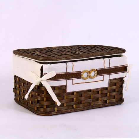 Scatola in bamboo marrone con fodera, 38x29x22 cm