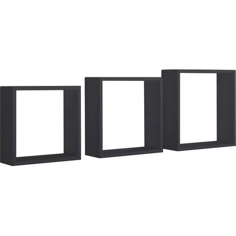 Kubischer 3er set wandregal mod. InCubo Slim farbe schwarz (1/3)