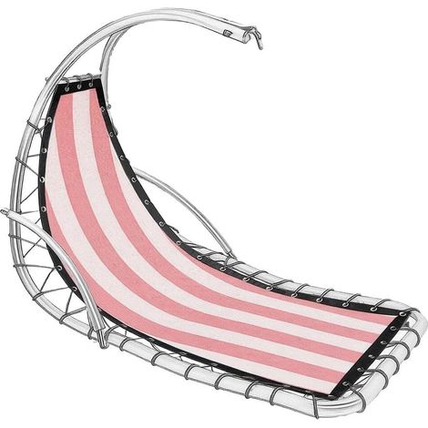 Housse de rechange en tissu pour balancelle suspendue - Pour terrasse, jardin, intérieur et extérieur - 64 x 197 x 23 cm - Motif à rayures roses (1/5)