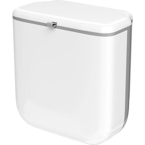 10L Poubelle de Cuisine Pliable Murale, Poubelle Suspendue, Blanc avec Couvercle pour Camping Car, Voiture, Salle de Bain, Bureau (1/5)