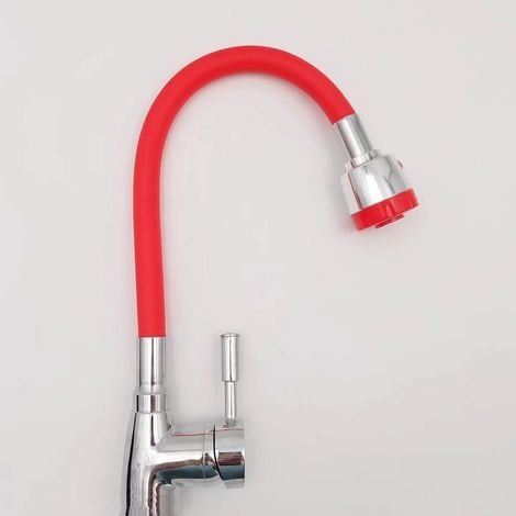 Export-grade black pointed tee colored universal tube kitchen sink hot and cold water mixer tap handwashing basin splash-proof tap -- red model