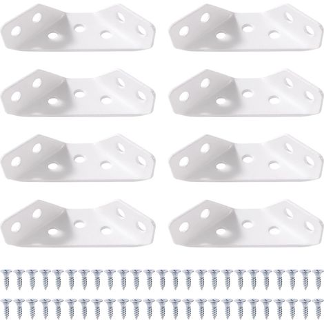 8 Pièces Épaisseur 1.5mm Connecteurs D'angle en Acier Inox, Équerres D'angle Trapézoïdales, avec 50 vis, pour Meubles en Bois Étagères Tables Chaises, Petit Blanc (1/5)