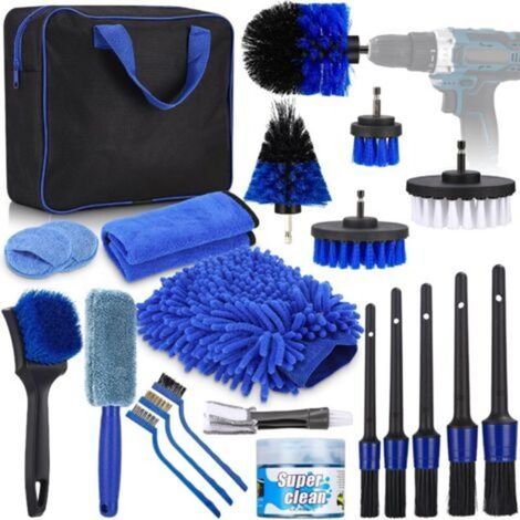 30PCS Nettoyage Voiture, Sac de rangement inclus,Pinceau Detailing Auto,Detailing auto pour le nettoyage des voitures,kit de détail de voiture,Comprend des tête de brosse,chiffon de nettoyage,etc