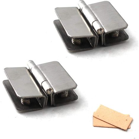 Charnières d'armoire en verre Pince de porte en acier inoxydable pour porte de douche, vis incluses pour une épaisseur de verre de 5-8 mm (lot de 2) (1/5)