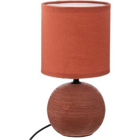 Atmosphera – Lampe à poser céramique boule 25cm terracotta – Abat-jour D. 13cm – Câble 120cm – Puissance 60W – Fonctionne avec ampoule E14 (1/2)