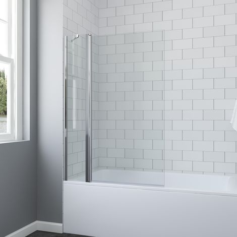 AQUABATOS 99x140 cm Badewannenfaltwand 6mm klares Glas Duschwand Badewannenaufsatz (1/5)