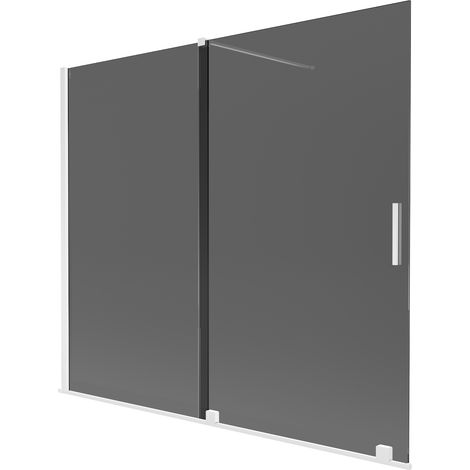 Mexen Velar Badewannenabtrennung, 2-flügelig, verschiebbar 180 x 150 cm, Graphit, Weiß - 896-180-000-41-20 (1/2)