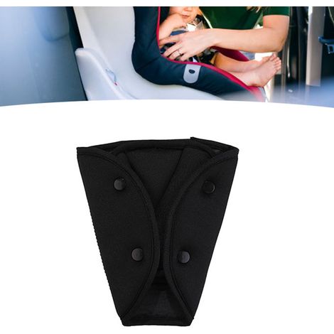 Ceinture de sécurité enfant triangle réglable, confortable, coton respirant écologique pour voiture, noir, accessoire auto pratique. (1/5)