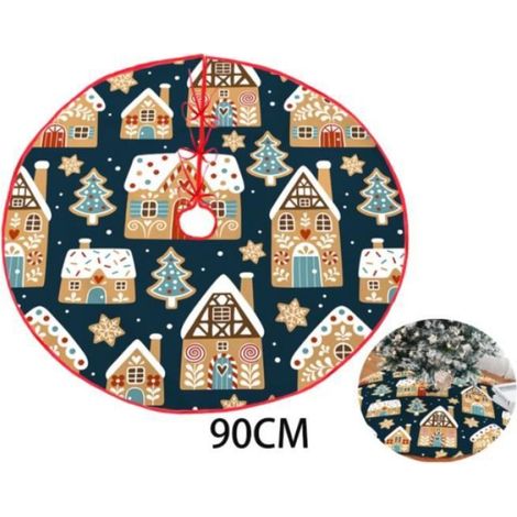1 Jupe de sapin,Rond,Peluche courte,Blanc,90cm,Salon,Chambre (1/4)