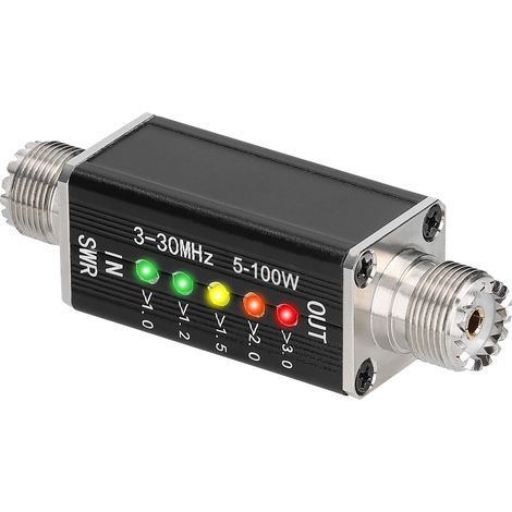 Mesureur SWR à LED, indicateur d'ondes stationnaires sur ondes courtes, plage de fréquences 3-30 MHz, pour la diffusion télévisuelle (1/5)