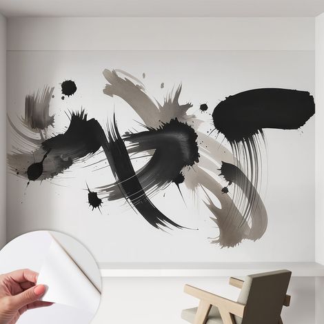 Papier peint adhésif autocollant pour salon chambre à coucher tendance et originale Expression abstraite 152x104 cm (1/5)