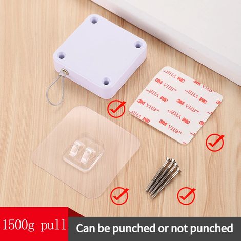 (Fermoir blanc 1500 g) Verrou et ferme-porte automatique sans perçage pour portes coulissantes  Fixation adhésive sans perçage pour portes vitrées/patio  Sécurité enfants et animaux (1/5)
