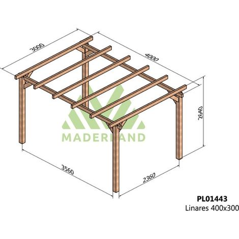 Pérgola de Madera Laminada Linares (Maderland) - Gardeneas - 400 x 300 cm (1/3)
