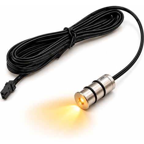 Mini Faretto LED Ambra Arancione da Incasso 12V 0,1W 10 Lumen Diametro 14 mm Foro 12 mm Cavo 2 Metri Punto Luce Decorativo Interno (1/4)