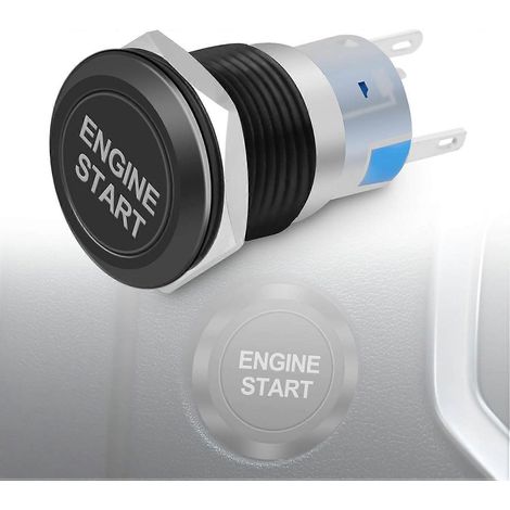 Botón pulsador de arranque del motor de 12 V y 19 mm (negro), resistente al agua. (1/5)