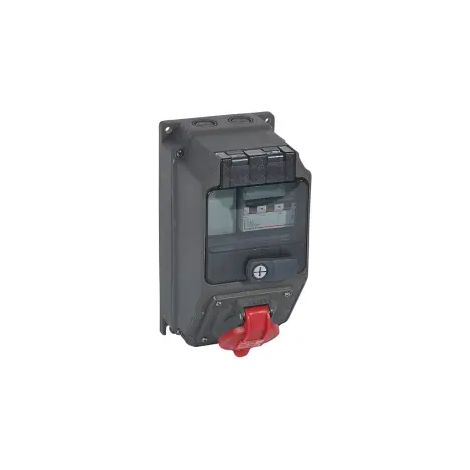 Coffret monoprise Hypra IP44 1 prise 3P+N+T 16A 380V à 415V et 1 disjoncteur (059218)