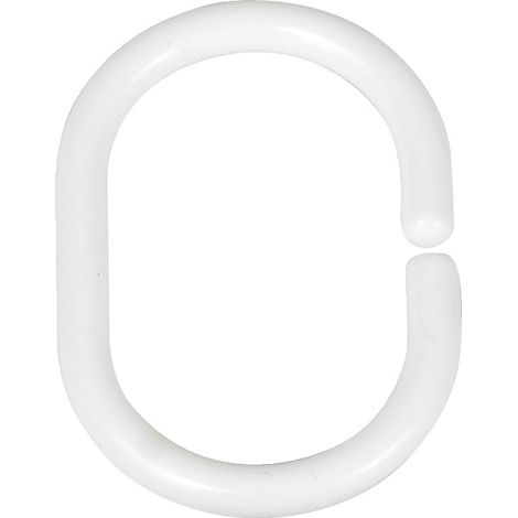 Wenko – Lot de 12 anneaux de douche blancs – Forme ovale pour installation facile – Dimensions 30 x 45 mm – Maintien sécurisé du rideau - 12-er (1/4)