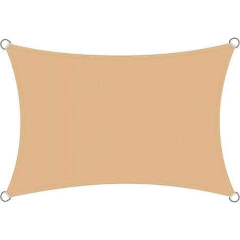 Quadratische, wasserdichte Beschattungstuch 3 x 4 m, wasserbeständig, aus PES, bietet 98 % UV-Schutz für Terrasse, Garten, Pergola, Sand. (1/5)