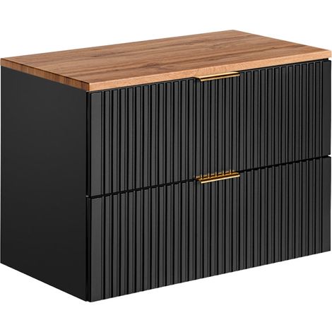 Waschtischunterschrank 80cm Adriel mit 2 Schubladen, Schwarz (1/5)