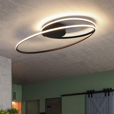 LED Deckenleuchte GBLY Deckenlampe Wohnzimmer - 36W Wohnzimmerlampe Schlafzimmer 3000K Warmweiß Schlafzimmerlampe Schwarz Modern Design Deckenbeleuchtung Ring Küche für Esszimmer Büro Flur Balkon Hote