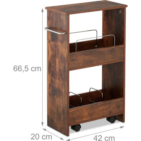 Carrello portaoggetti con ruote compatto 66,5 x 42 x 20 cm pratico design sobrio in MDF bianco 130015735