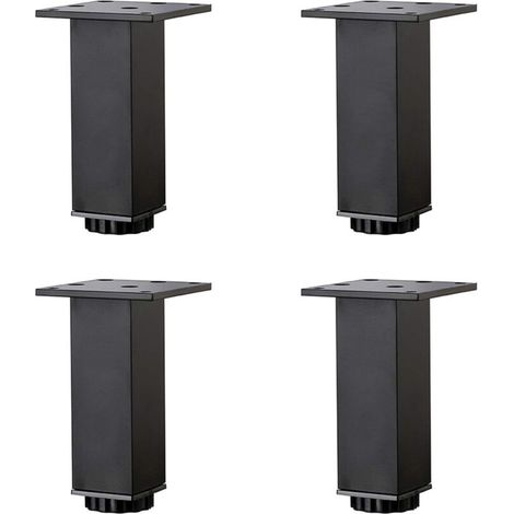 Pieds de meubles réglables en aluminium noir mat – Hauteur 12 cm – Capacité 300 kg – Fixation facile avec vis – Lot de 4 pieds (1/4)