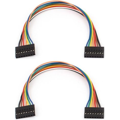 2pcs 8 Broches au Pas 2.54 mm F/F Breadboard Femelle Femelle Cavalier 20cm Long (1/2)