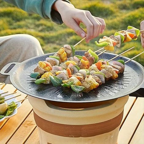 Poêle à Barbecue Coréenne en Fonte Antiadhésive, Ustensile de Cuisine Polyvalent pour Grillades en Intérieur, Idéale pour la (1/5)