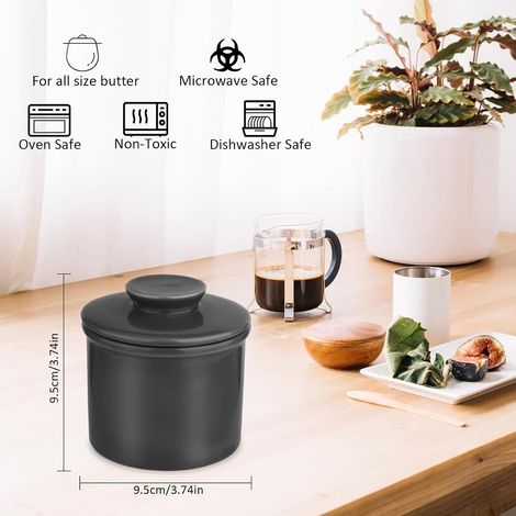 Beurrier en céramique - Design français classique - Conserve le beurre frais et tartinable - Idéal pour le petit-déjeuner, la cuisine et la table - (1/5)