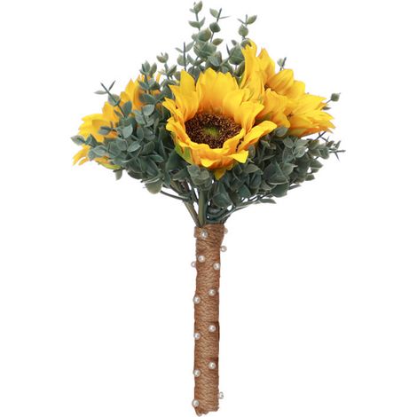 Künstlicher Brautstrauß mit Eukalyptus und Sonnenblumen für Zeremonien und Feierlichkeiten (1/3)
