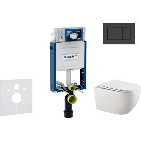 Geberit Kombifix - Conjunto de módulo de instalación empotrada, inodoro Gaia y asiento softclose, pulsador de descarga Sigma20, negro mate/negro SANI15CA5106 (1/5)