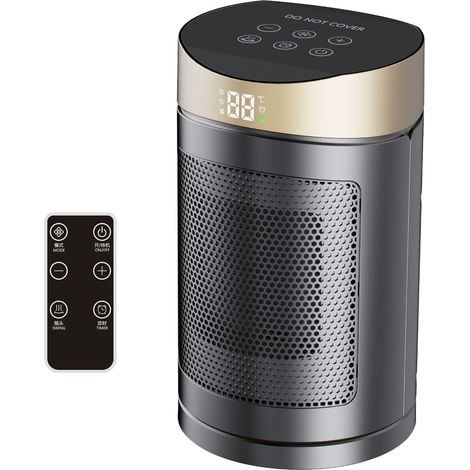 Calefactor eléctrico portátil de 1500 W con pantalla táctil, color dorado, calefactor de ventilador para interiores. (1/4)