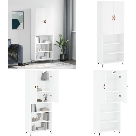 Buffet haut Blanc 69,5x34x180 cm Bois d'ingénierie - Buffet bois d'ingénierie - Rangement (1/5)
