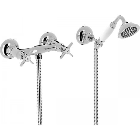 Mélangeur douche Douchette à main anticalcaire avec support orientable. Flexible - TRES 24216301 (1/2)