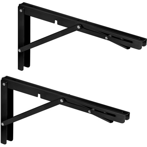 1 Paar Schwerlast-Klappkonsolen (350 x 175 mm, schwarz, Tragkraft bis 150 kg) (1/5)