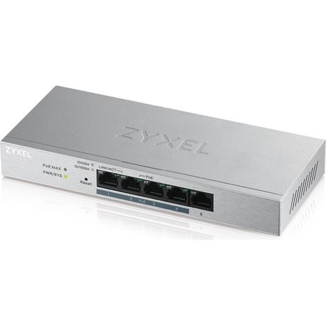 Zyxel GS1200-5HP v2 Gigabit Ethernet géré (10/100/1000) Power over Ethernet (PoE) Gris (1/3)