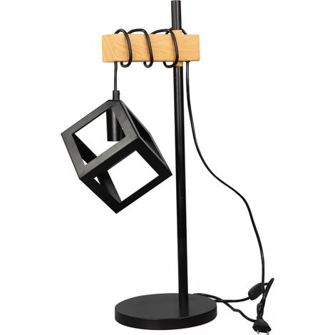 Lampe de table SWEDEN métal/bois noir E27 Polux 64cm (1/3)