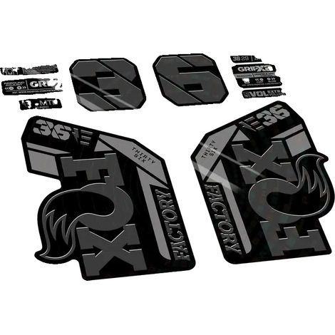 Autocollants, Compatibilité avec les fourches Fox 36 Factory Ebike, Matériau en vinyle durable, Gris Foncé 073 (1/2)