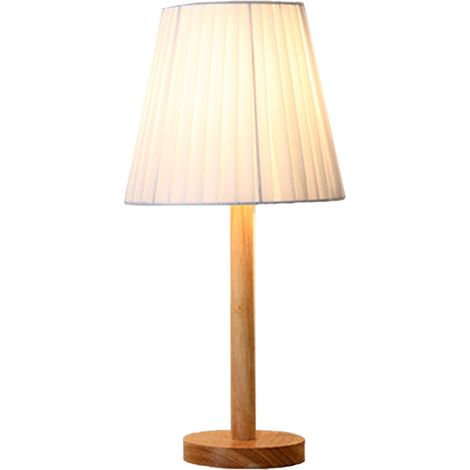 Lampe de Table LED pour chambre à coucher, Base en bois massif, réglable, Table de chevet Simple avec abat-jour en lin, pour la maison