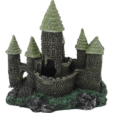 Adorno de castillo, resina retro, cueva escondida, decoración de acuario, accesorio para pecera (1/5)