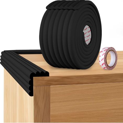 Bandes de Sécurité en Mousse, 2m x 8cm Bande de Protection De Bord De sécurité d-e Type W, Bandes d-e Mousse Autocollantes pour Enfants, pour Tableau, Chaise, Meubles, Escalier(Noir) (1/5)