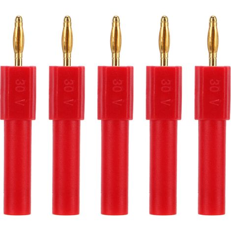 Ensemble de Connecteurs Banane - 5 Pièces, Haute Conductivité, Compatible 2mm à 4mm, Rouge (1/5)