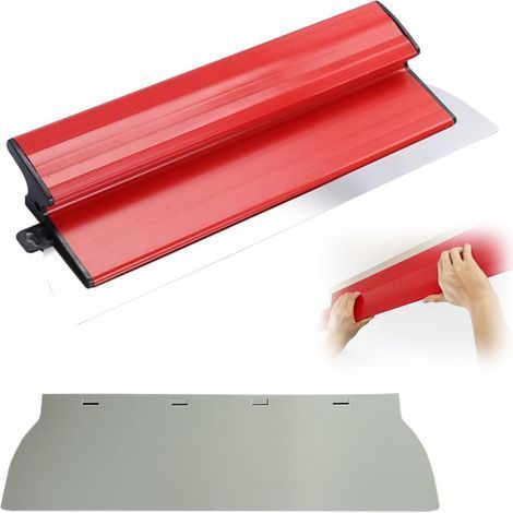 Ensemble Spatule Enduit, 40 cm Acier Inoxydable Couteau a Enduire, avec Lame, Plaquiste Outillage, Couteau Enduit pour le Plâtrage de Plafond, le Plâtrage de Mur (1/5)